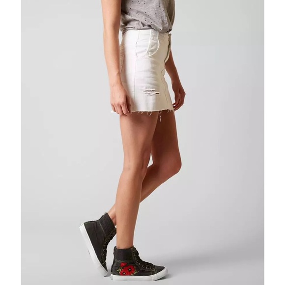 Free People Corsette Distressed Denim Mini Skirt - Picture 4 of 11